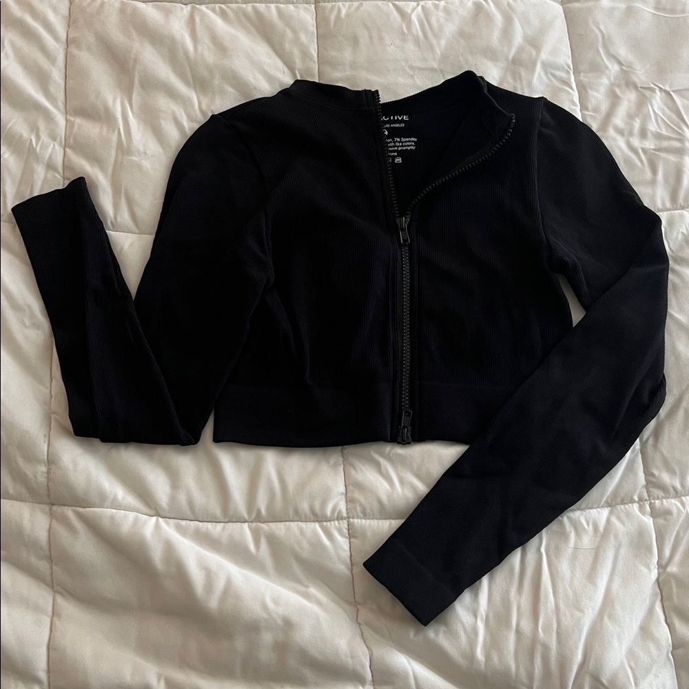 SET Active Sculptflex Sculpt Zip Up Jacket, Onyx black color, size women's small
